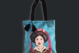  Tote linen bag printed with Vietnamese women-Miss Kim